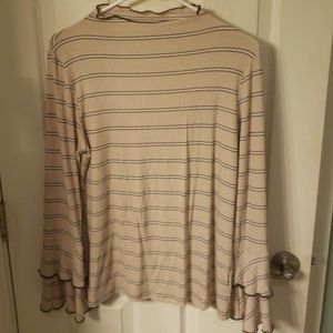 Taupe and black striped top.